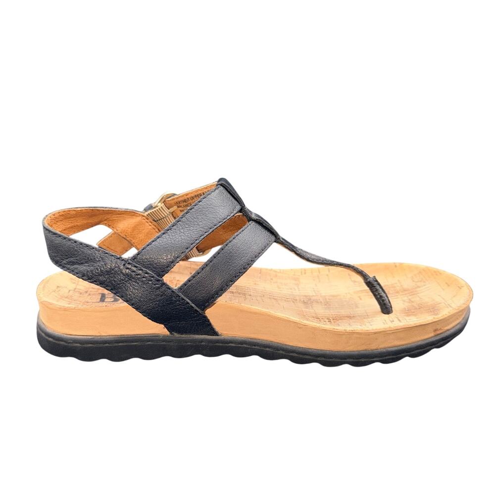 Born Black Leather T Strap Thong Sandals Women’s 7M Comfort Cork - Picture 12 of 14